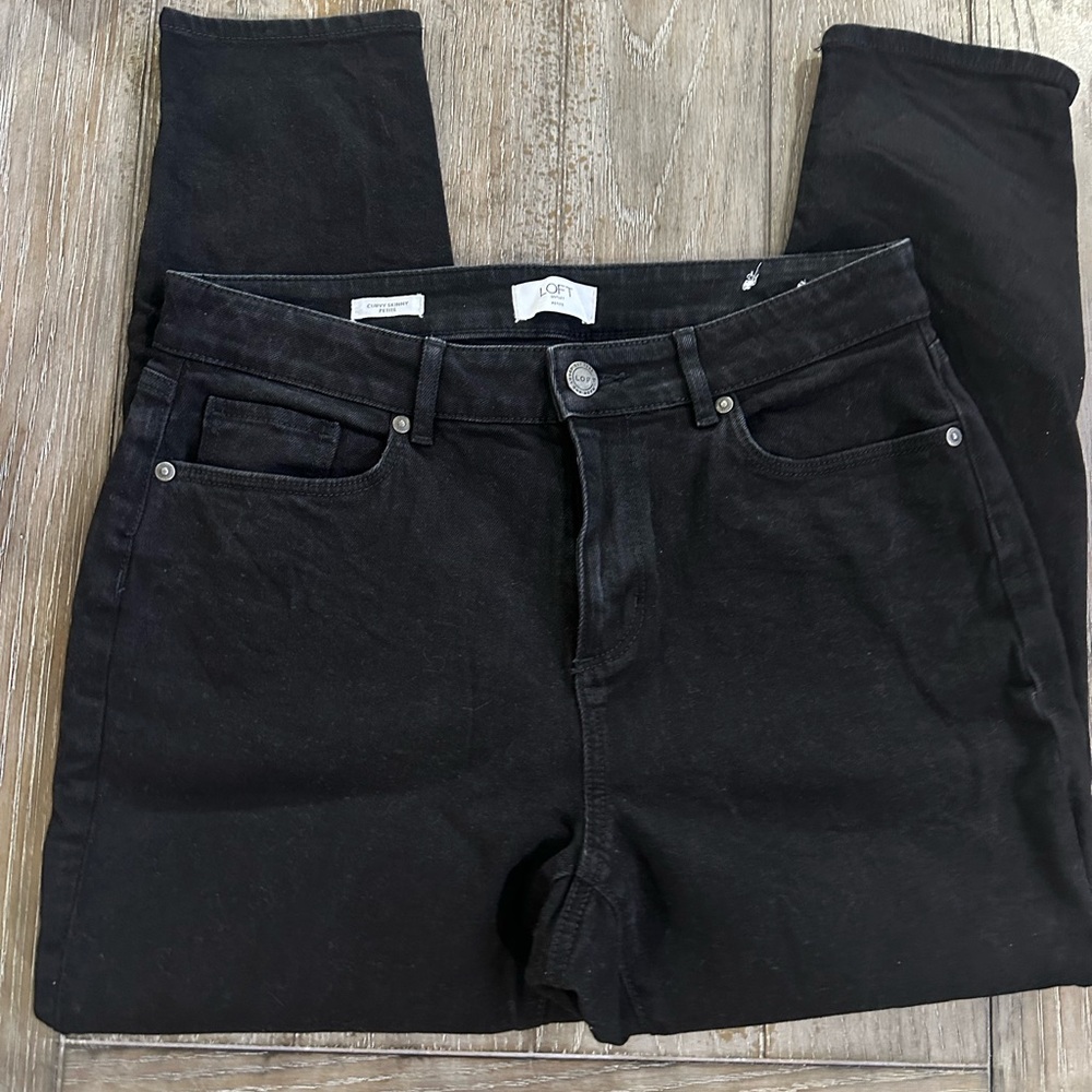 LOFT Women's High Rise Black Jeans - Picture 3 of 10